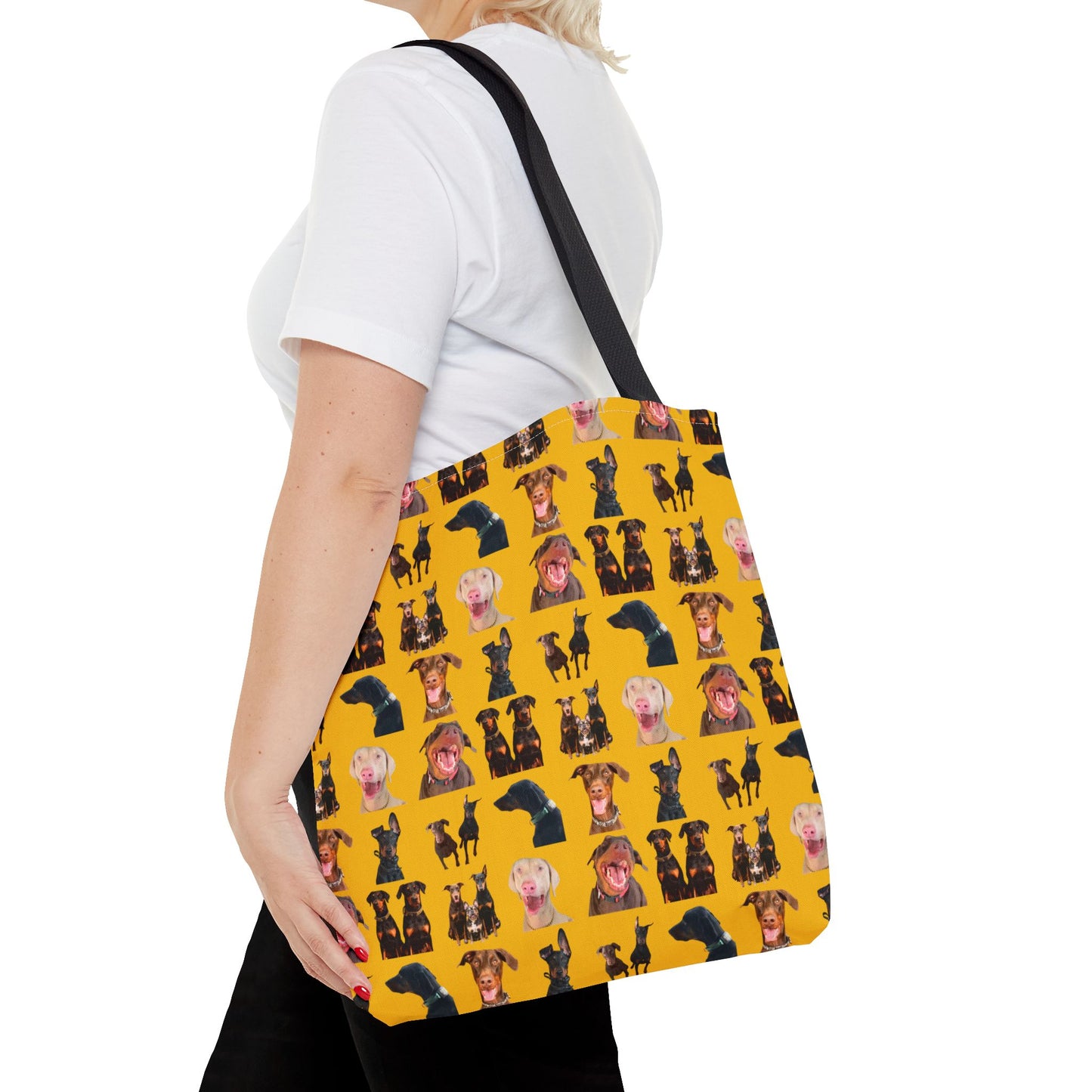 Edition 9 Doberman Model Pattern Yellow Tote Bag