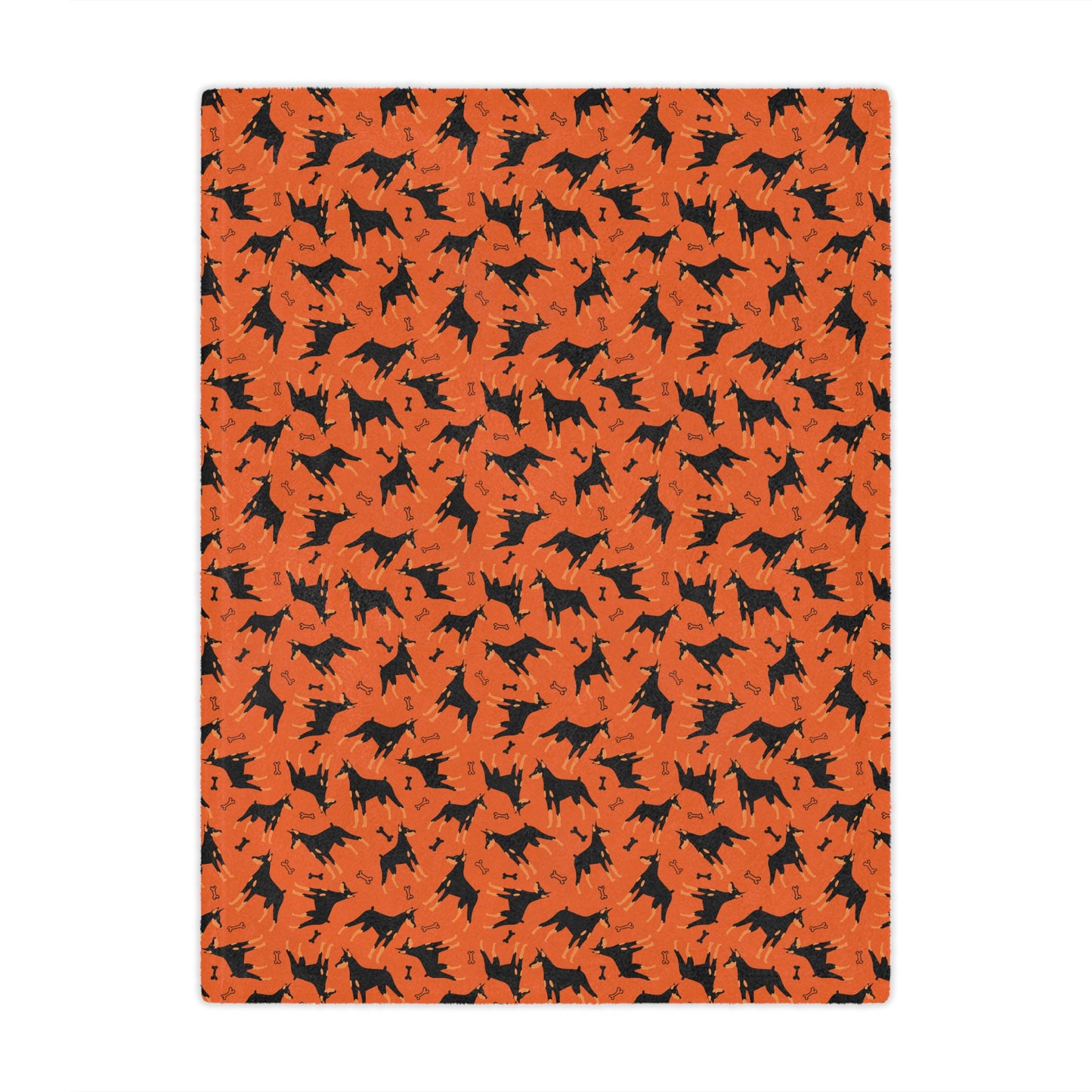 Orange AOP Dobie 1 Minky Blanket, Soft Throw Blanket, Warm Plush Blanket