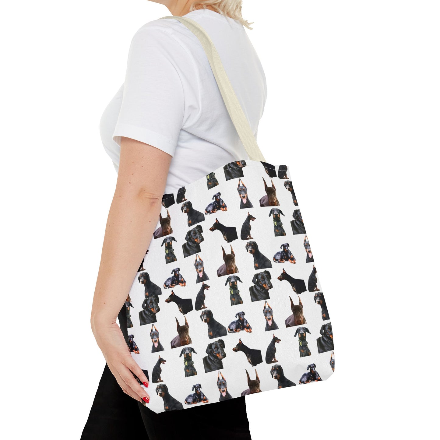 Edition 6 Doberman Model Pattern White Tote Bag