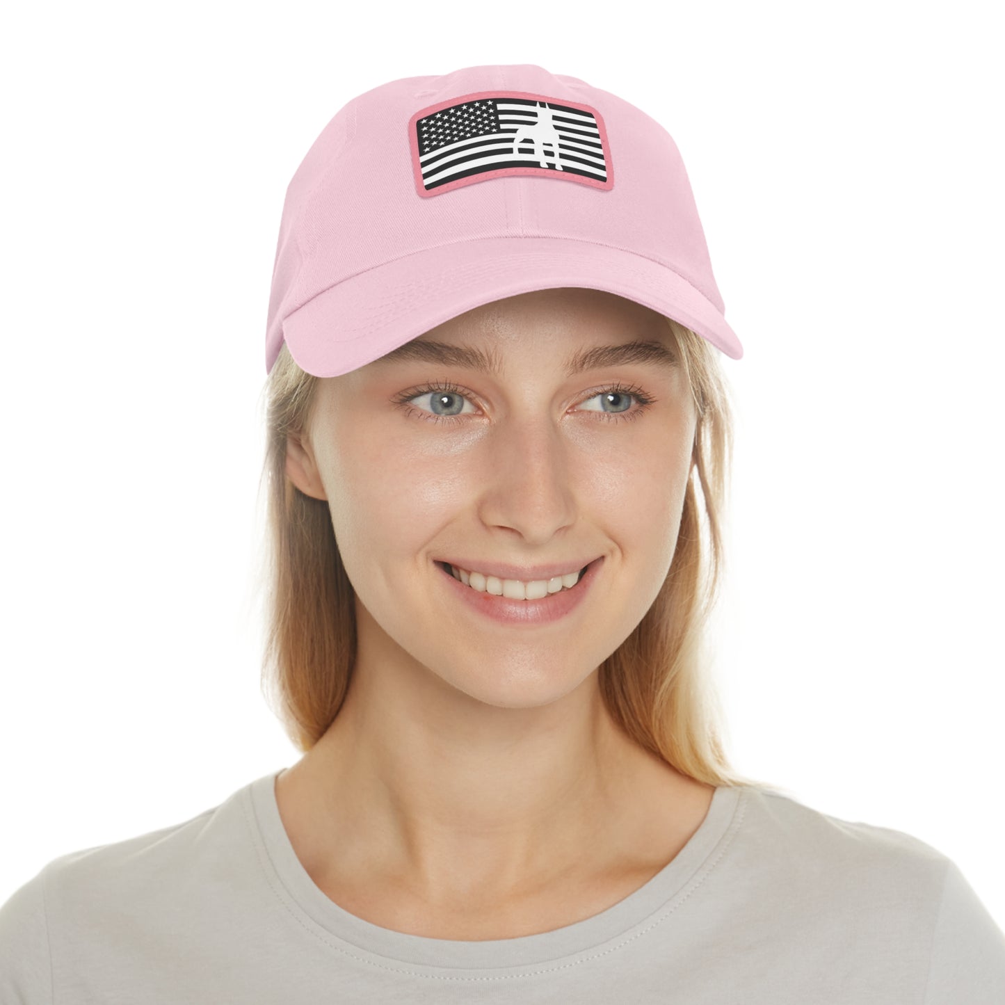 Doberman Protect 1 Dad Hat with Leather Patch (Rectangle)