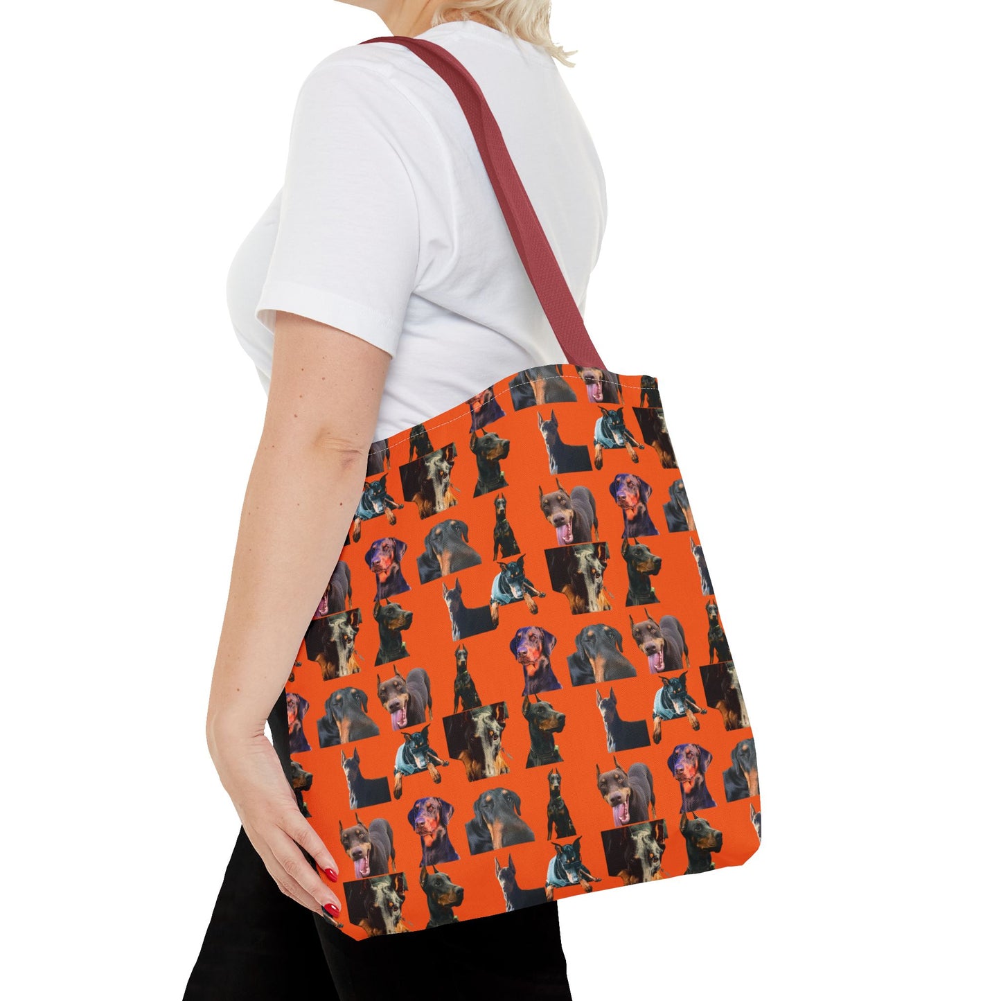Edition 3 Doberman Model Pattern Orange Tote Bag