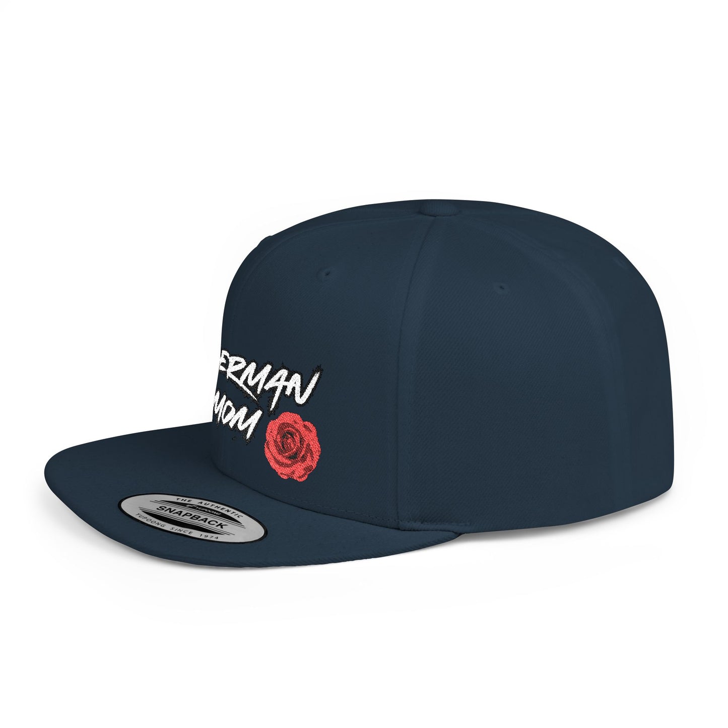 Mom 1 Embroidered Flat Bill Snapback