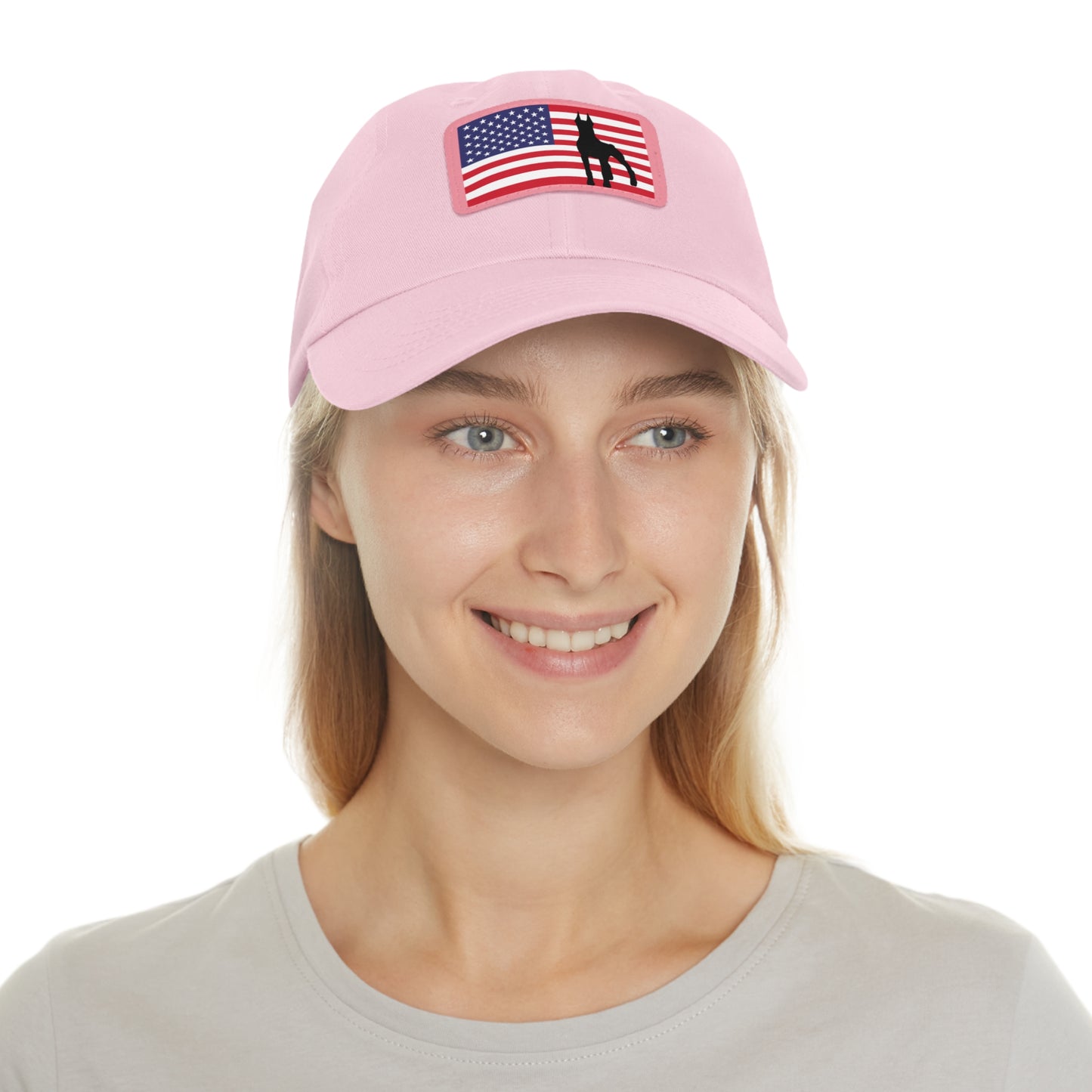 Doberman Protect USA 2 Dad Hat with Leather Patch (Rectangle)