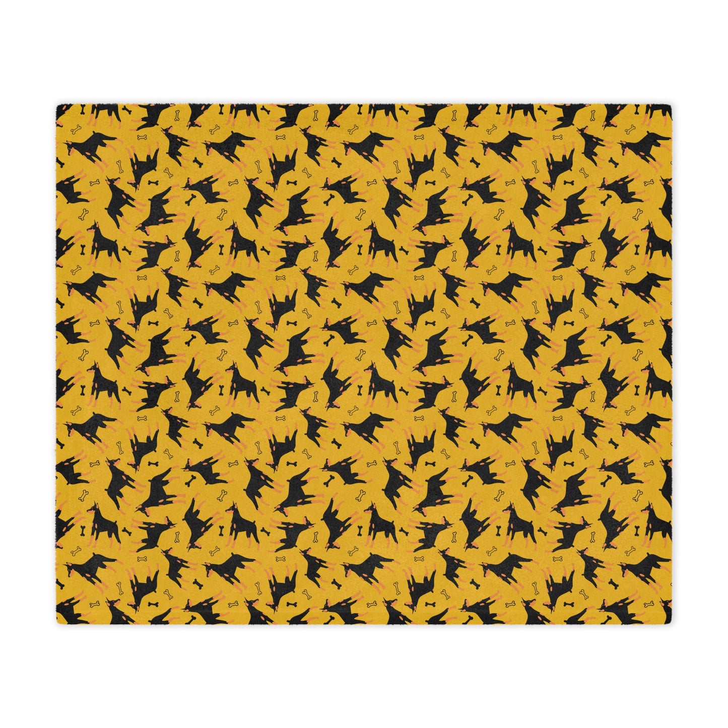 Yellow AOP Dobie 1 Minky Blanket, Soft Throw Blanket, Warm Plush Blanket