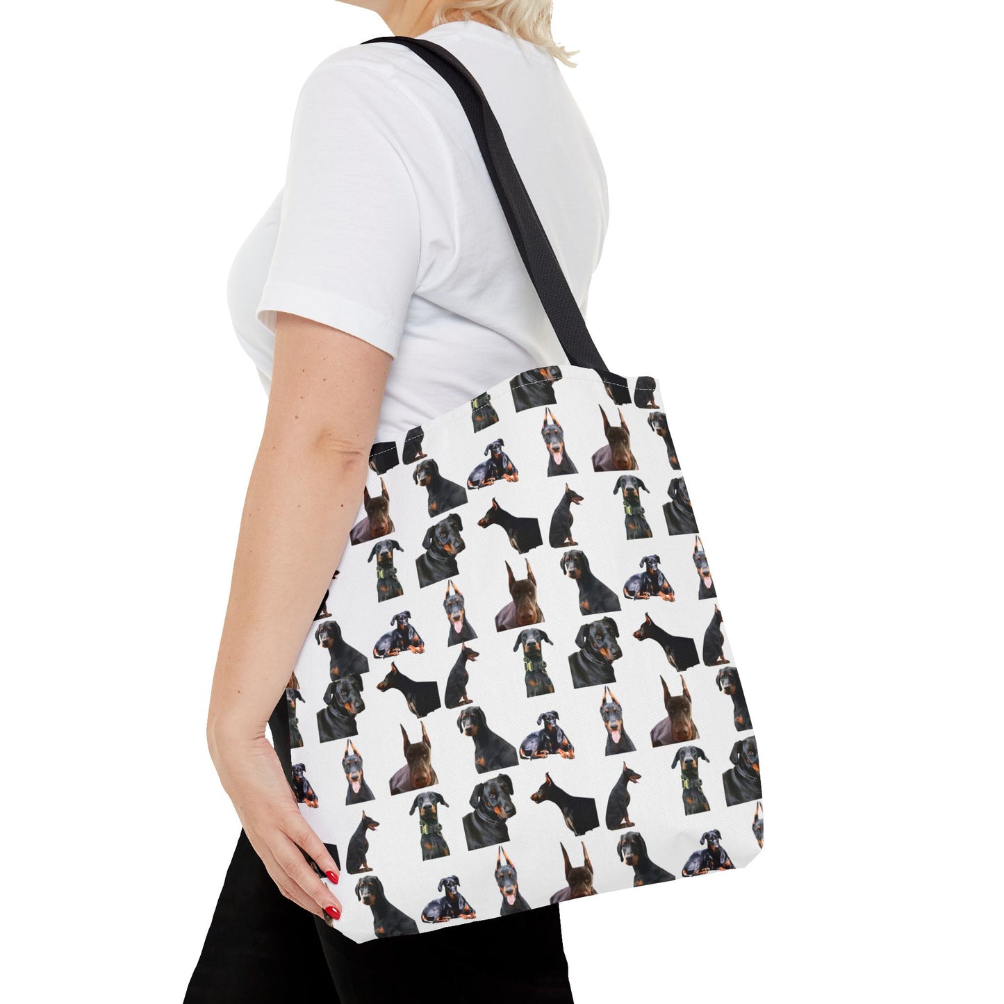 Edition 6 Doberman Model Pattern White Tote Bag