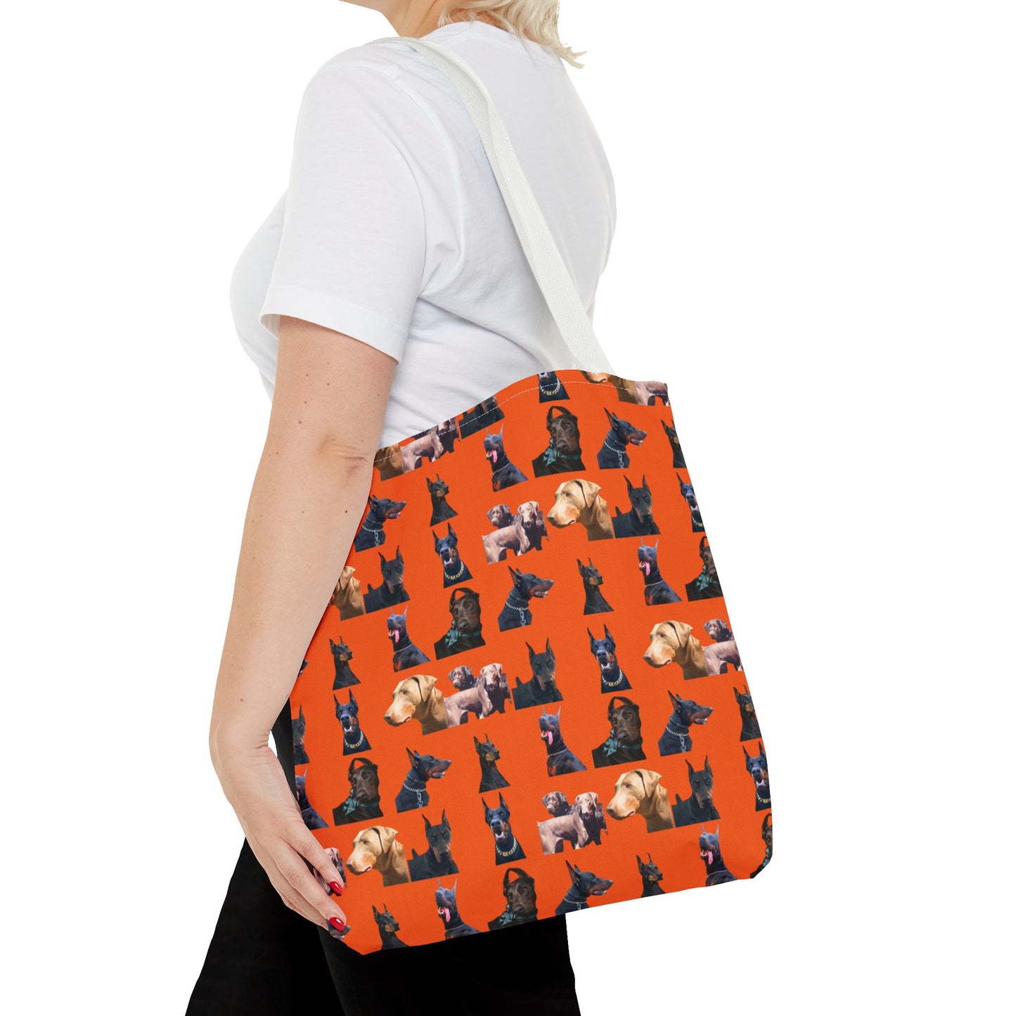 Edition 8 Doberman Model Pattern Orange Tote Bag