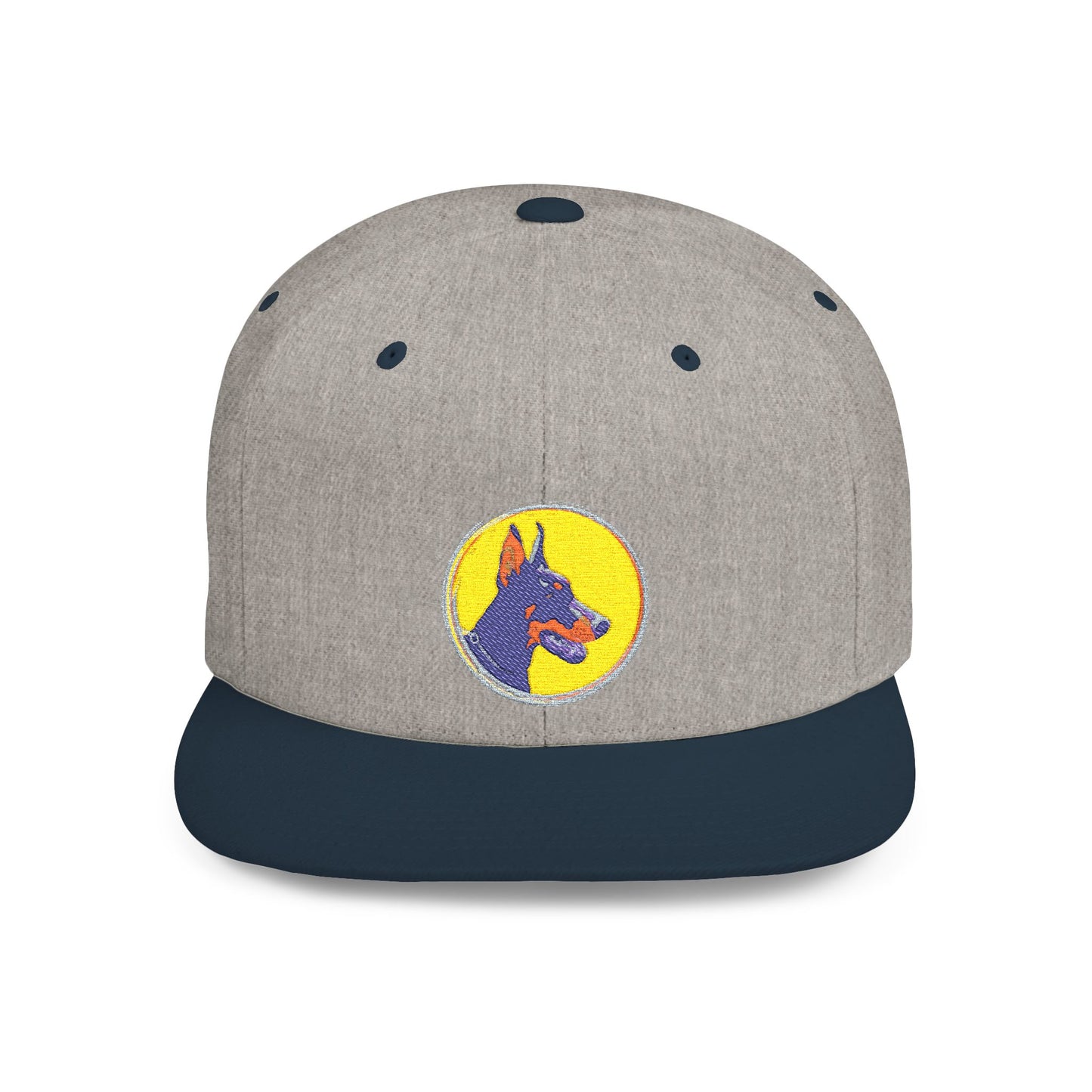Doberman 3 Embroidered Flat Bill Snapback