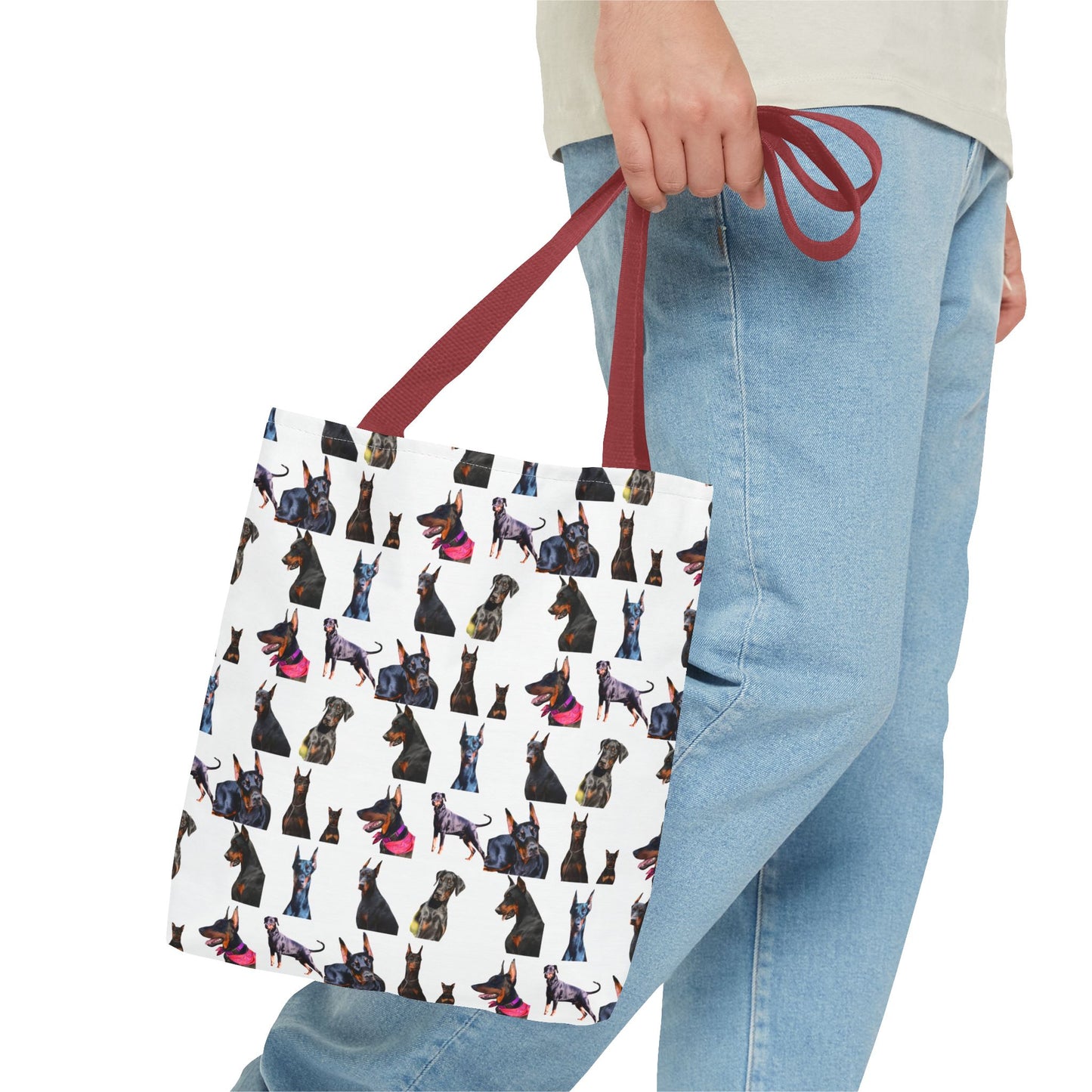 Edition 7 Doberman Model Pattern White Tote Bag