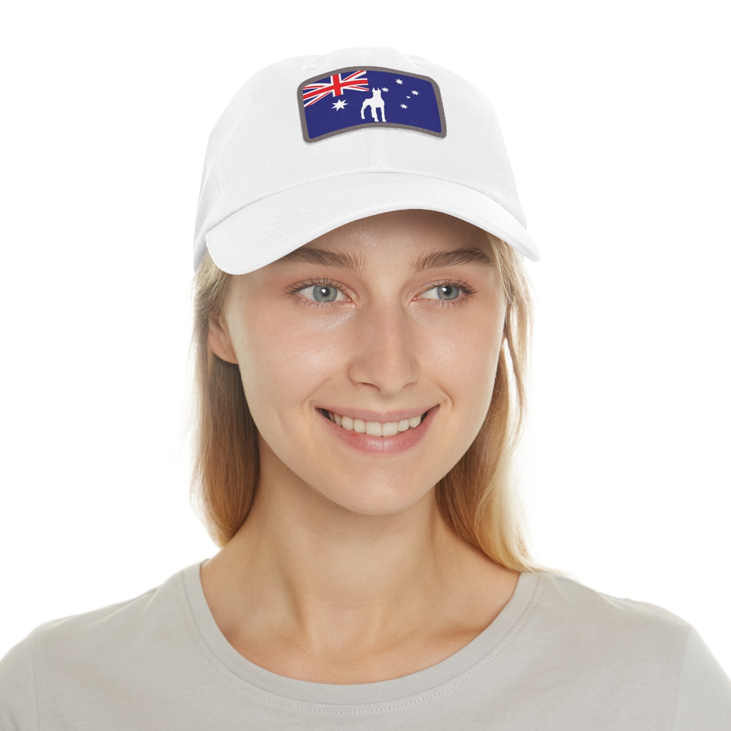 Doberman Australia Protect 1 Dad Hat with Leather Patch (Rectangle)