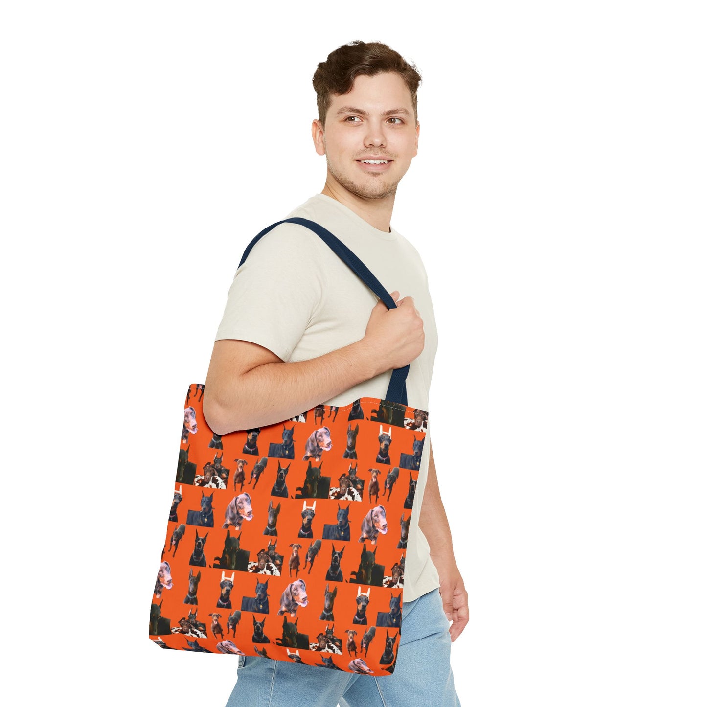 Edition 10 Doberman Model Pattern Orange Tote Bag