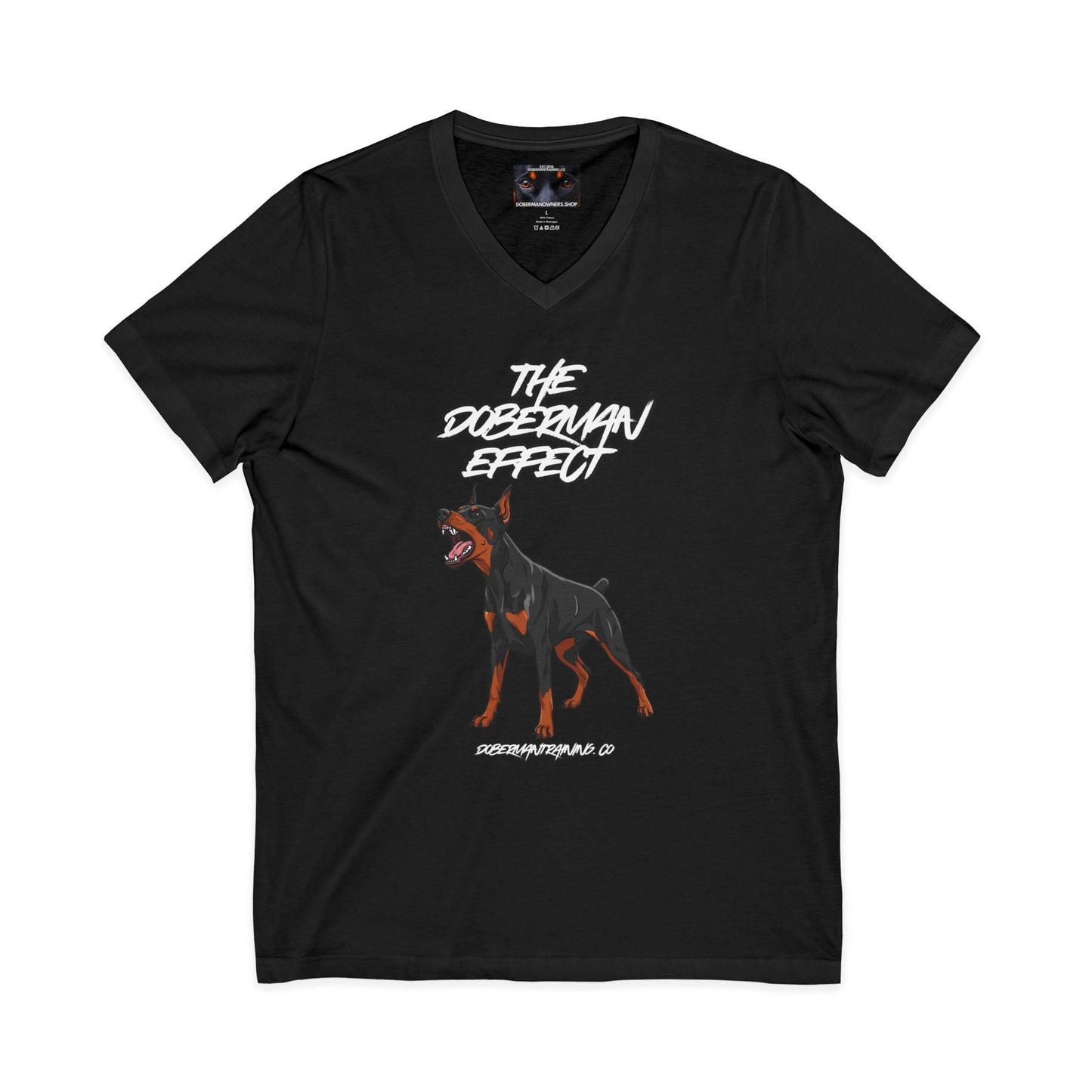 Doberman Effect 1 Private Label Unisex Jersey Short Sleeve V-Neck Tee