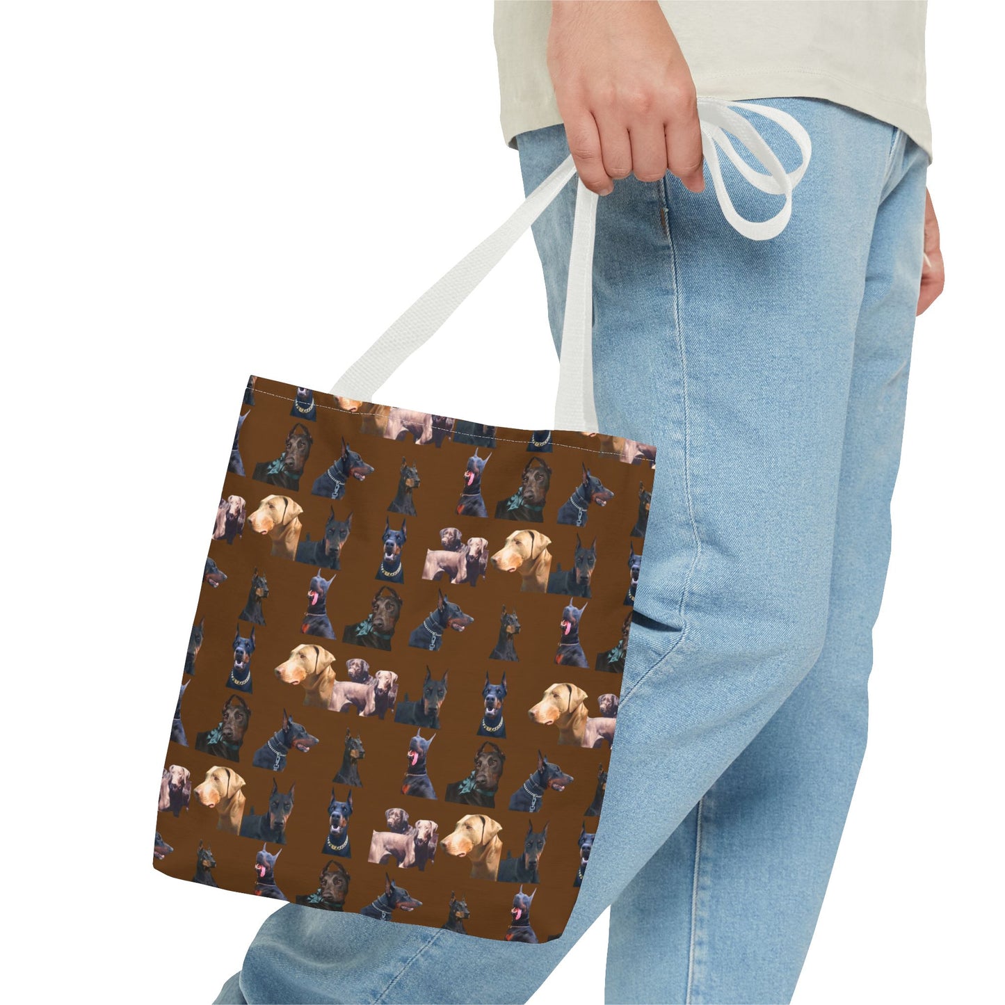 Edition 8 Doberman Model Pattern Brown Tote Bag