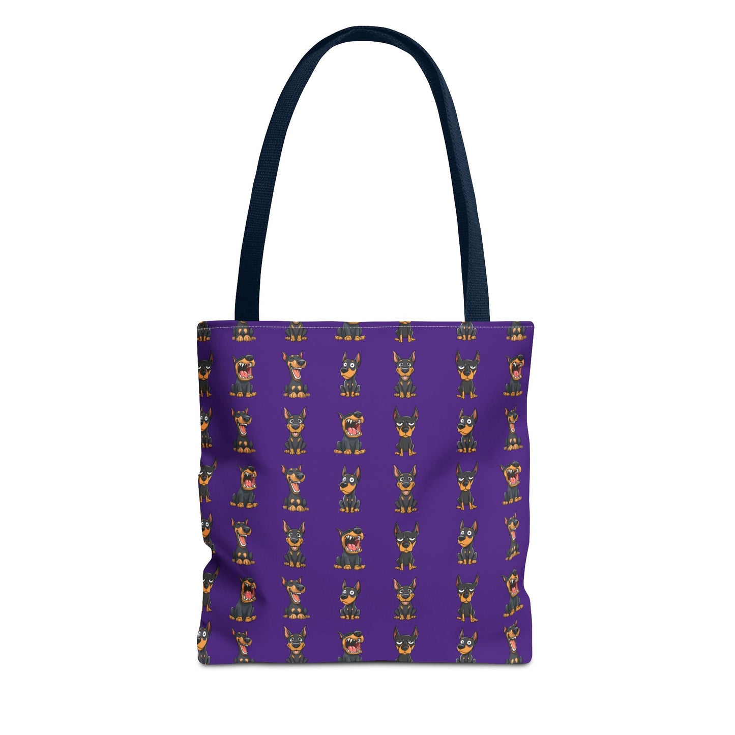 Doberman Cartoon Pattern Purple Tote Bag