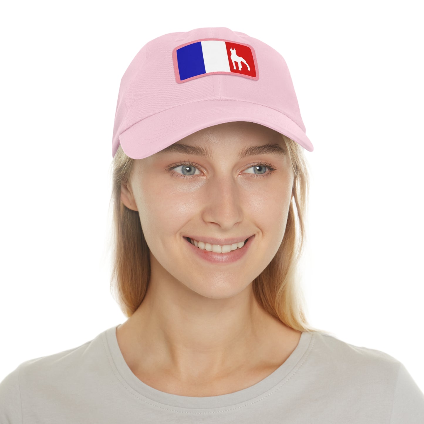 Doberman France Protect 1 Dad Hat with Leather Patch (Rectangle)