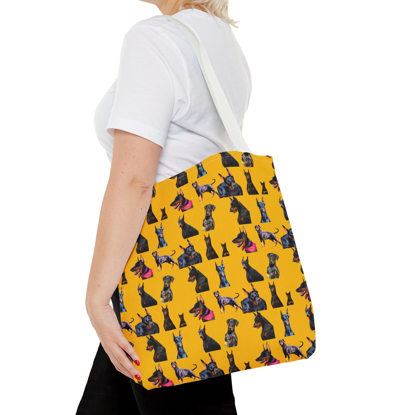 Edition 7 Doberman Model Pattern Yellow Tote Bag
