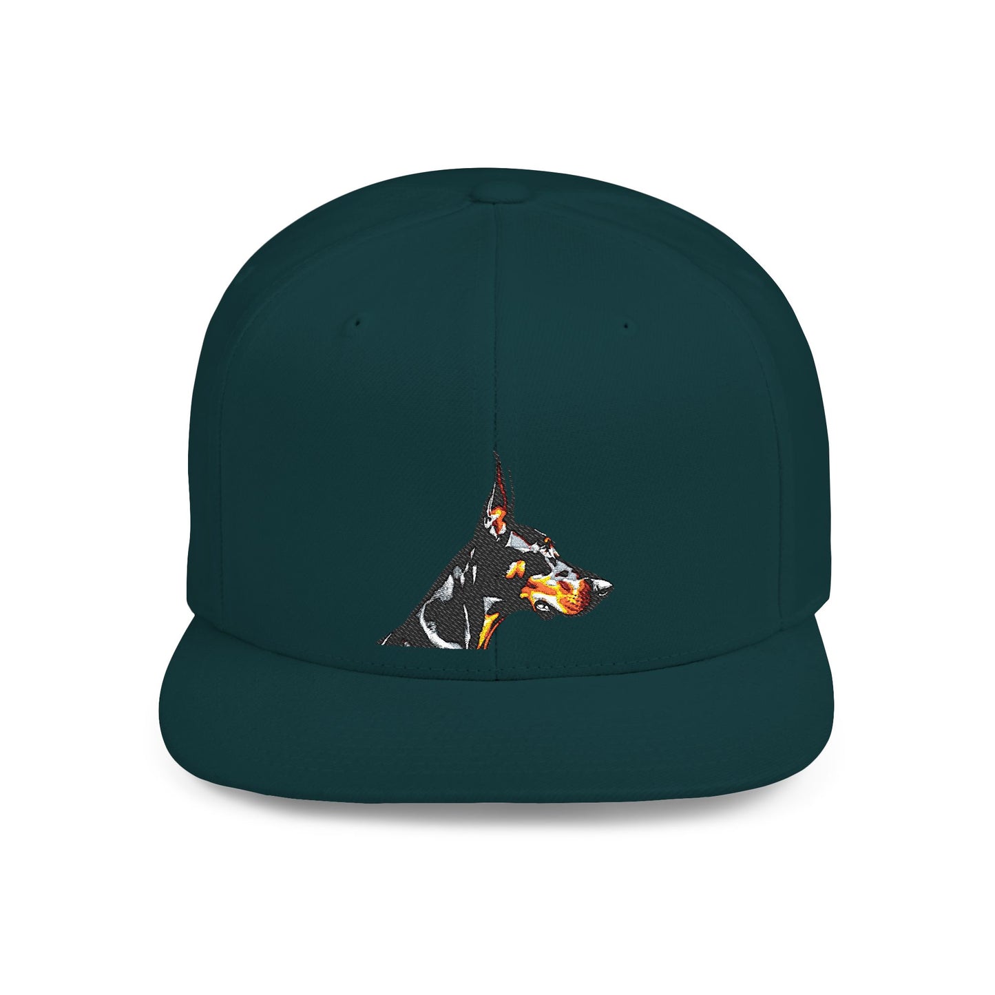 Doberman 5 Embroidered Flat Bill Snapback