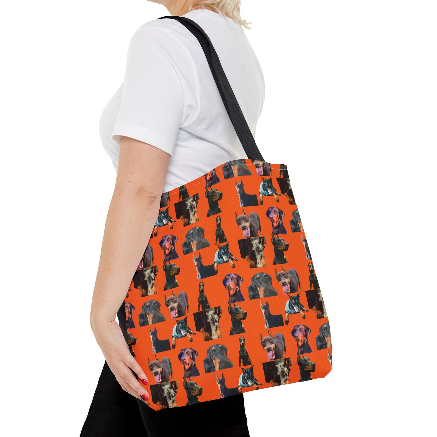Edition 3 Doberman Model Pattern Orange Tote Bag