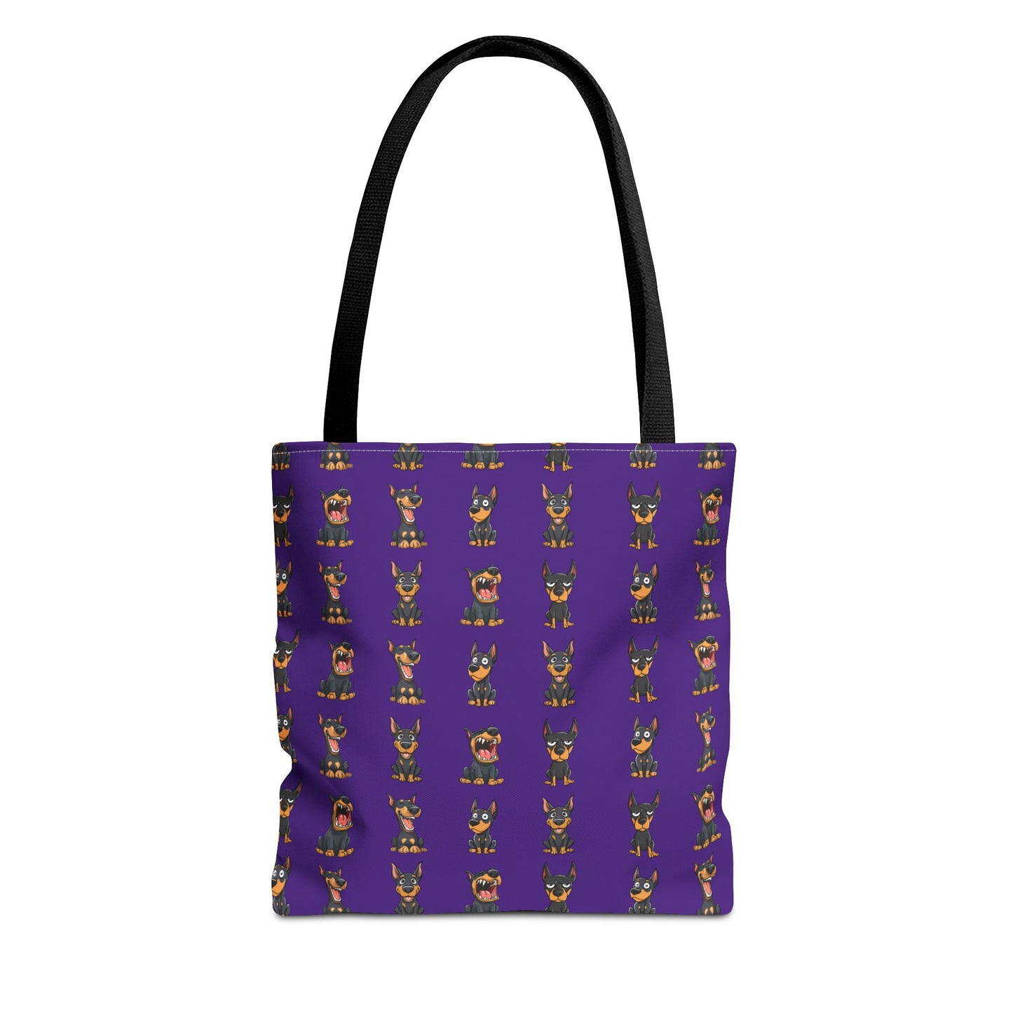 Doberman Cartoon Pattern Purple Tote Bag