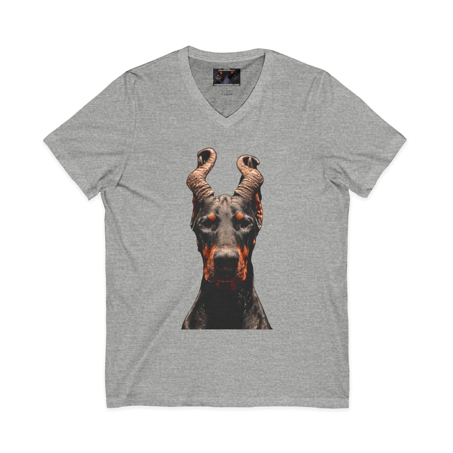 Doberman Goat 1 Private Label Unisex Jersey Short Sleeve V-Neck Tee