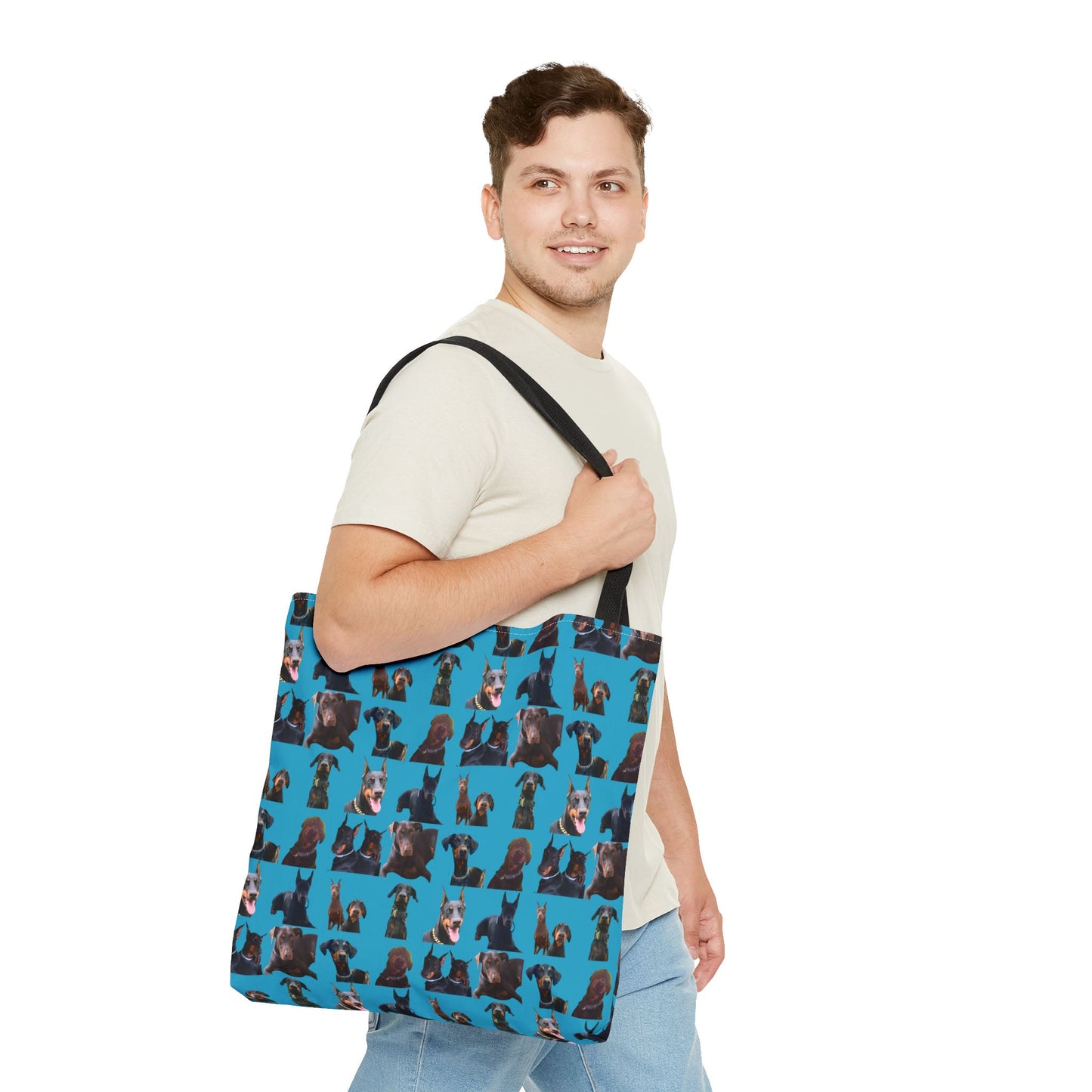 Edition 5 Doberman Model Pattern Turquoise Tote Bag