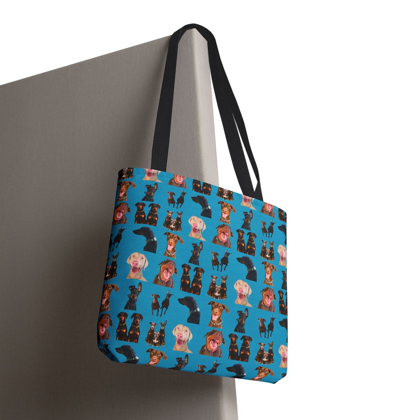 Edition 9 Doberman Model Pattern Turquoise Tote Bag