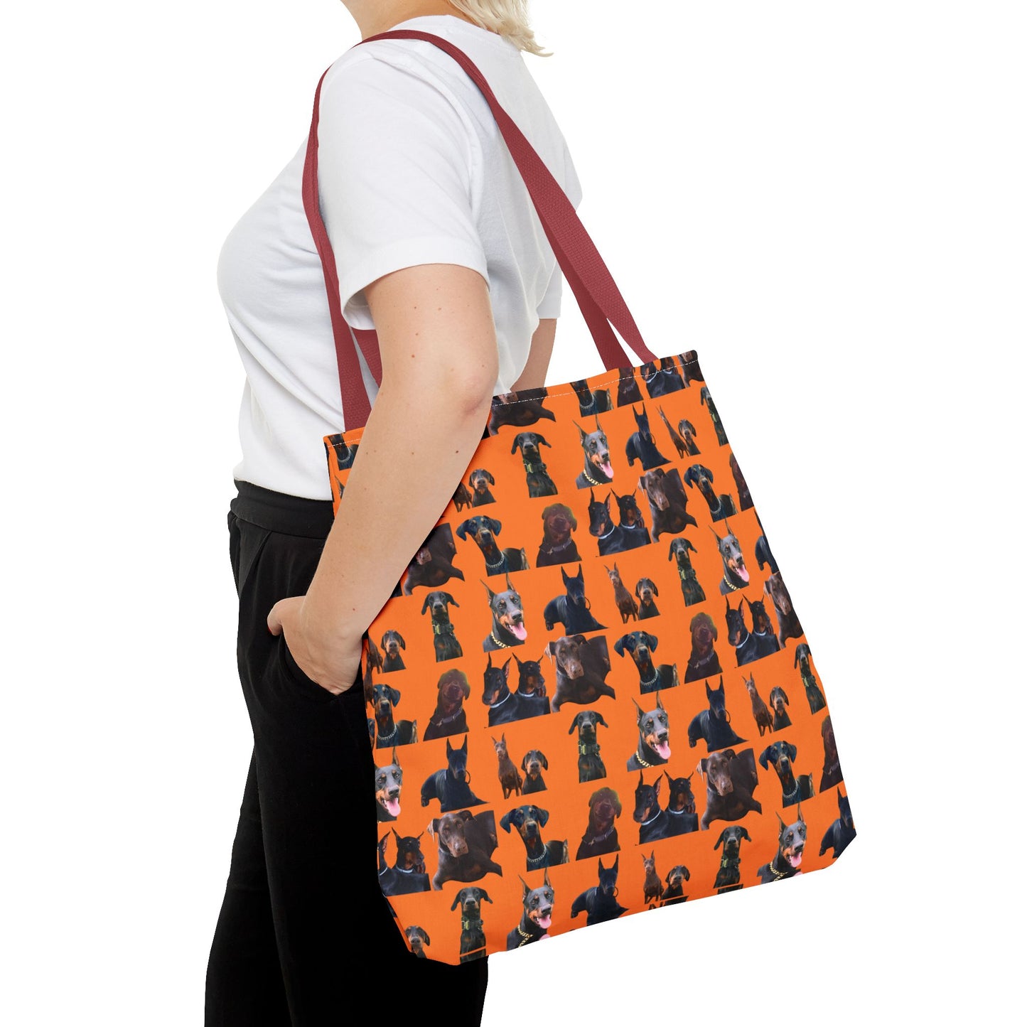 Edition 5 Doberman Model Pattern Orange Tote Bag