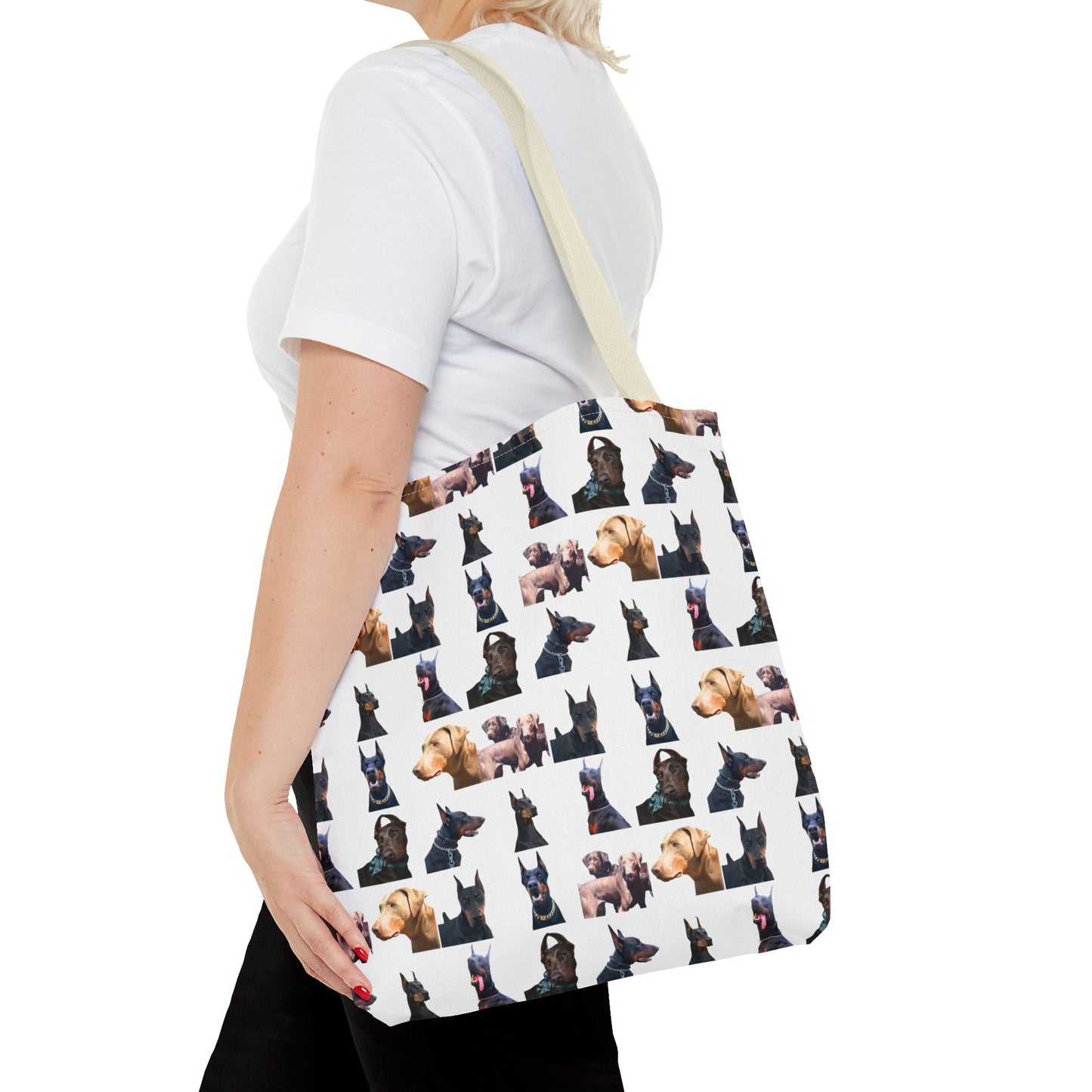 Edition 8 Doberman Model Pattern White Tote Bag