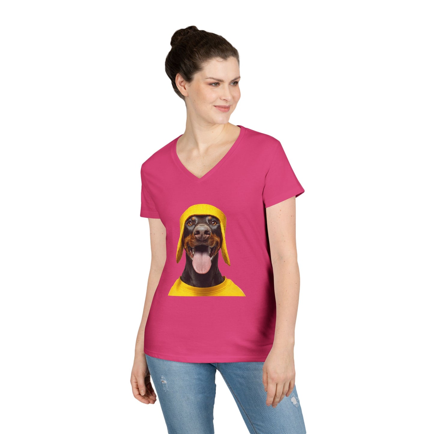 Doberman 3 V-Neck Tee Shirt for Women