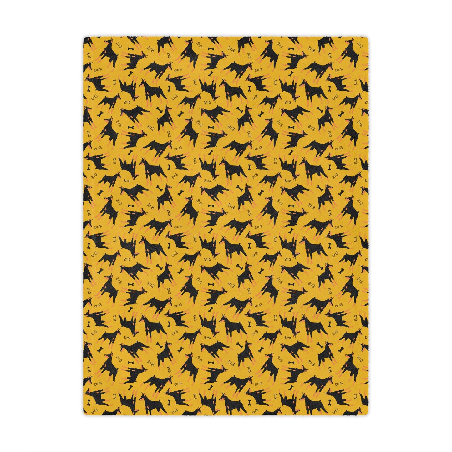 Yellow AOP Dobie 1 Minky Blanket, Soft Throw Blanket, Warm Plush Blanket