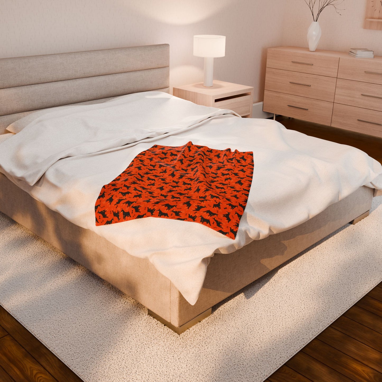 Orange AOP Velveteen Plush Blanket