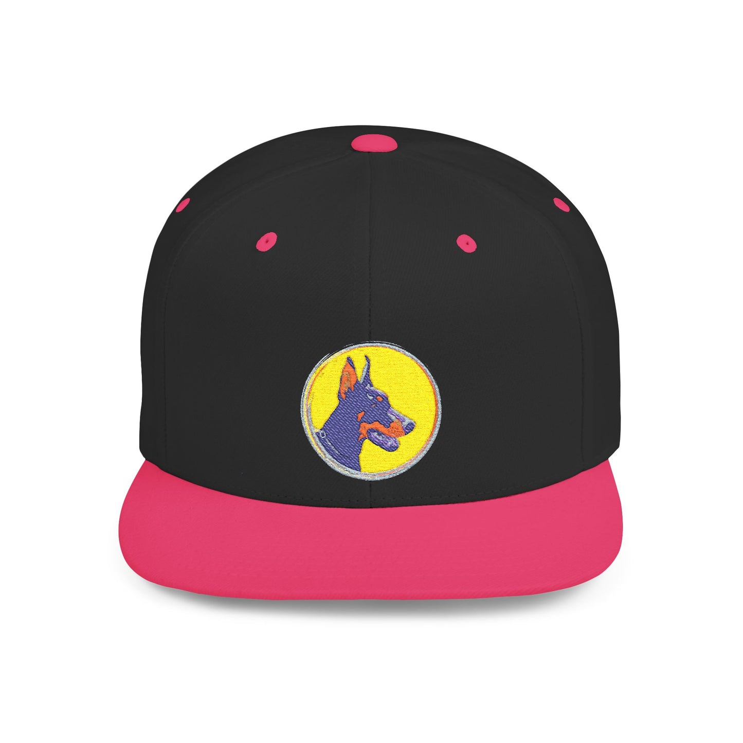Doberman 3 Embroidered Flat Bill Snapback