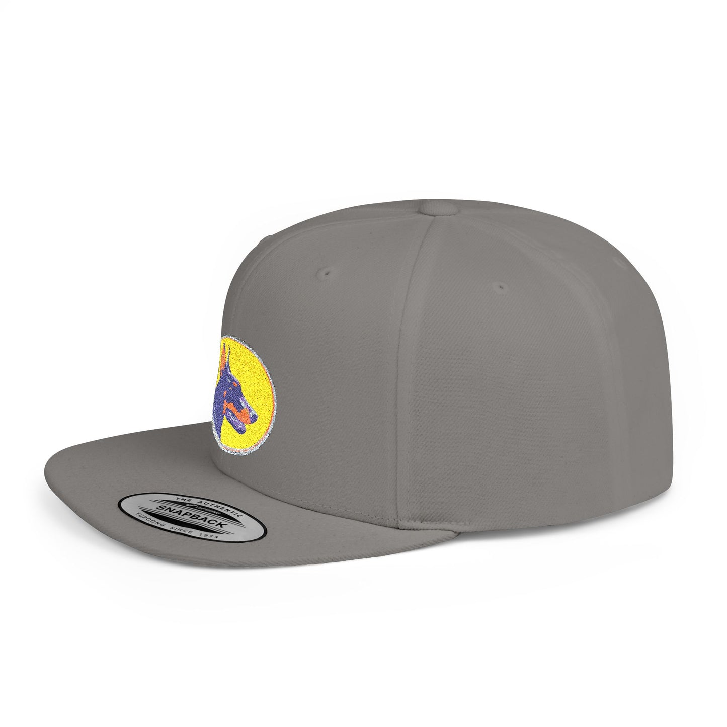 Doberman 3 Embroidered Flat Bill Snapback