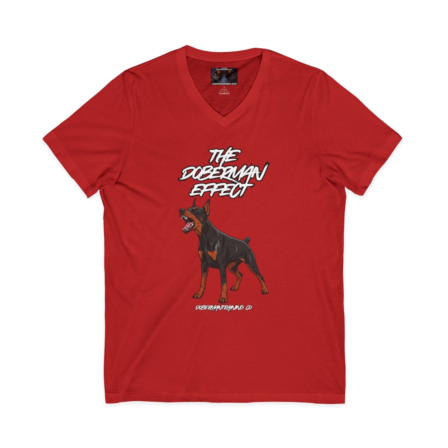 Doberman Effect 1 Private Label Unisex Jersey Short Sleeve V-Neck Tee