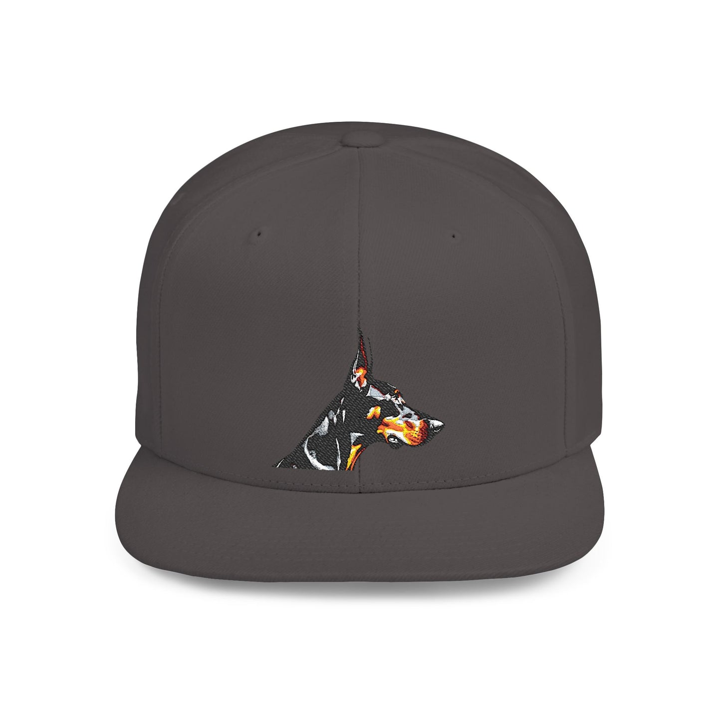 Doberman 5 Embroidered Flat Bill Snapback