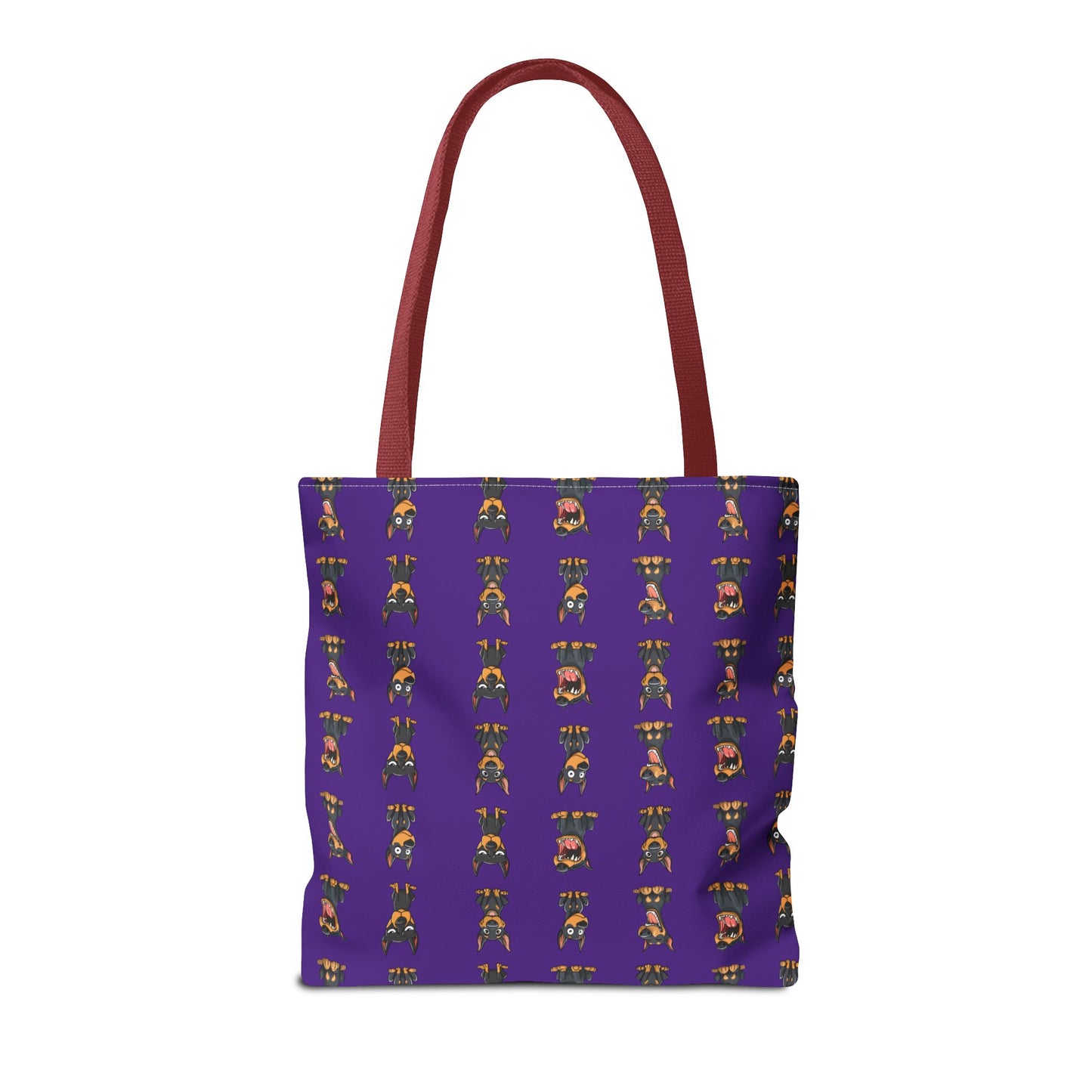 Doberman Cartoon Pattern Purple Tote Bag