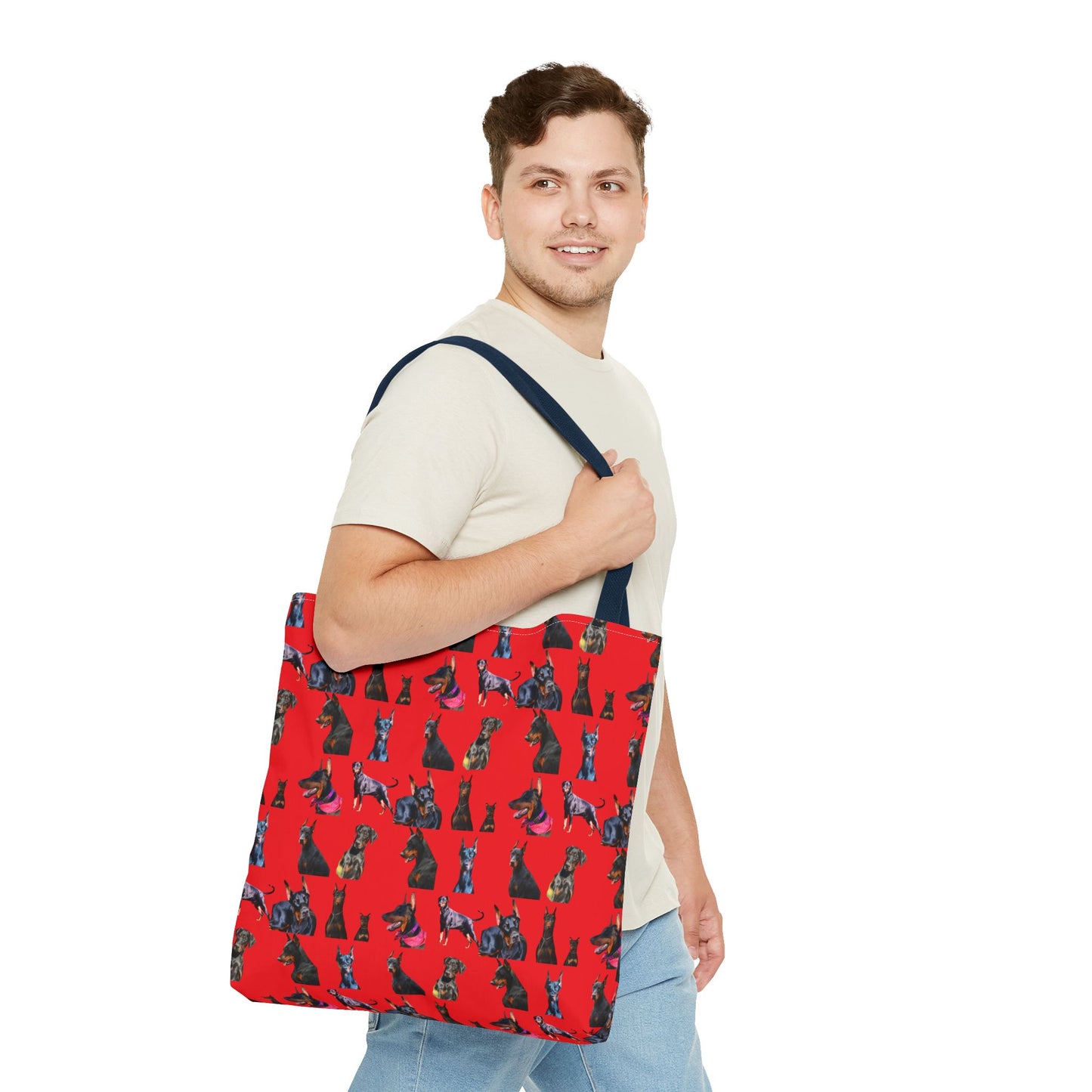 Edition 7 Doberman Model Pattern Red Tote Bag