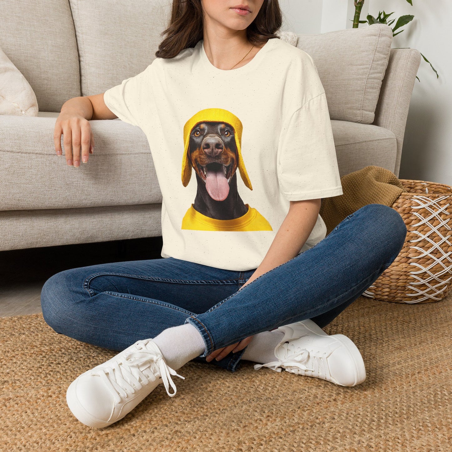 Doberman 3 Portrait T‑Shirt