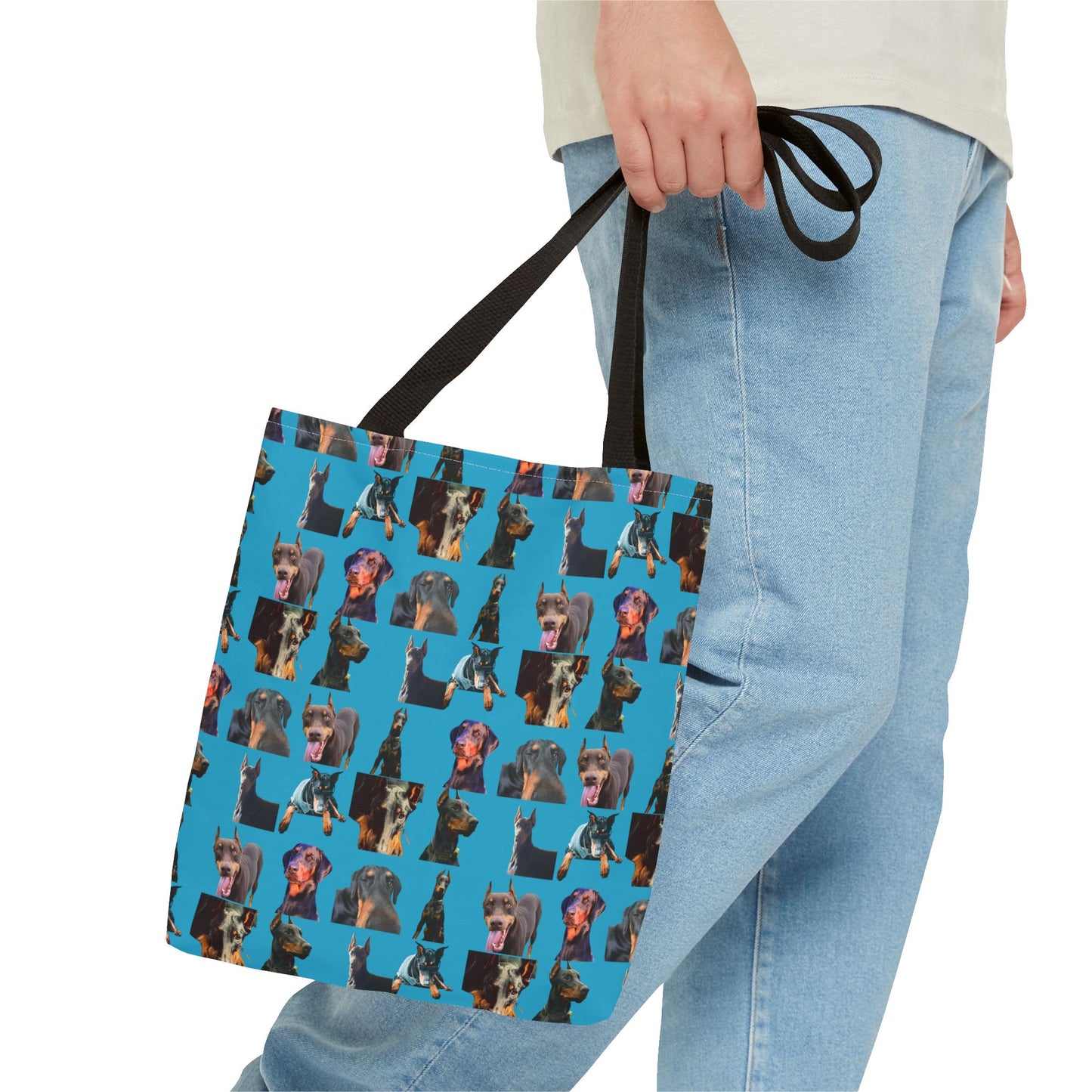 Edition 3 Doberman Model Pattern Turquoise Tote Bag