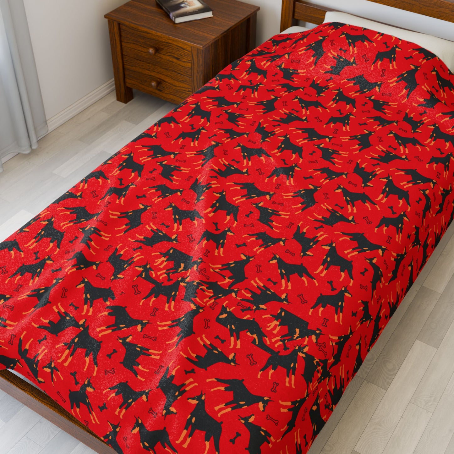 Red AOP Velveteen Plush Blanket