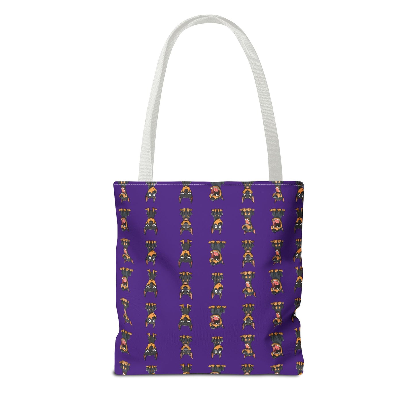 Doberman Cartoon Pattern Purple Tote Bag