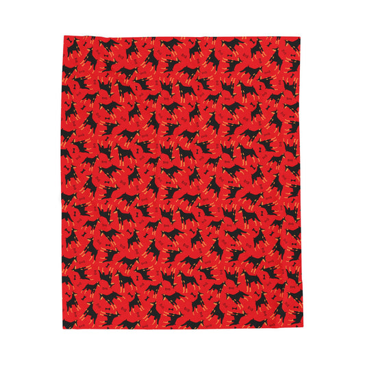 Red AOP Velveteen Plush Blanket