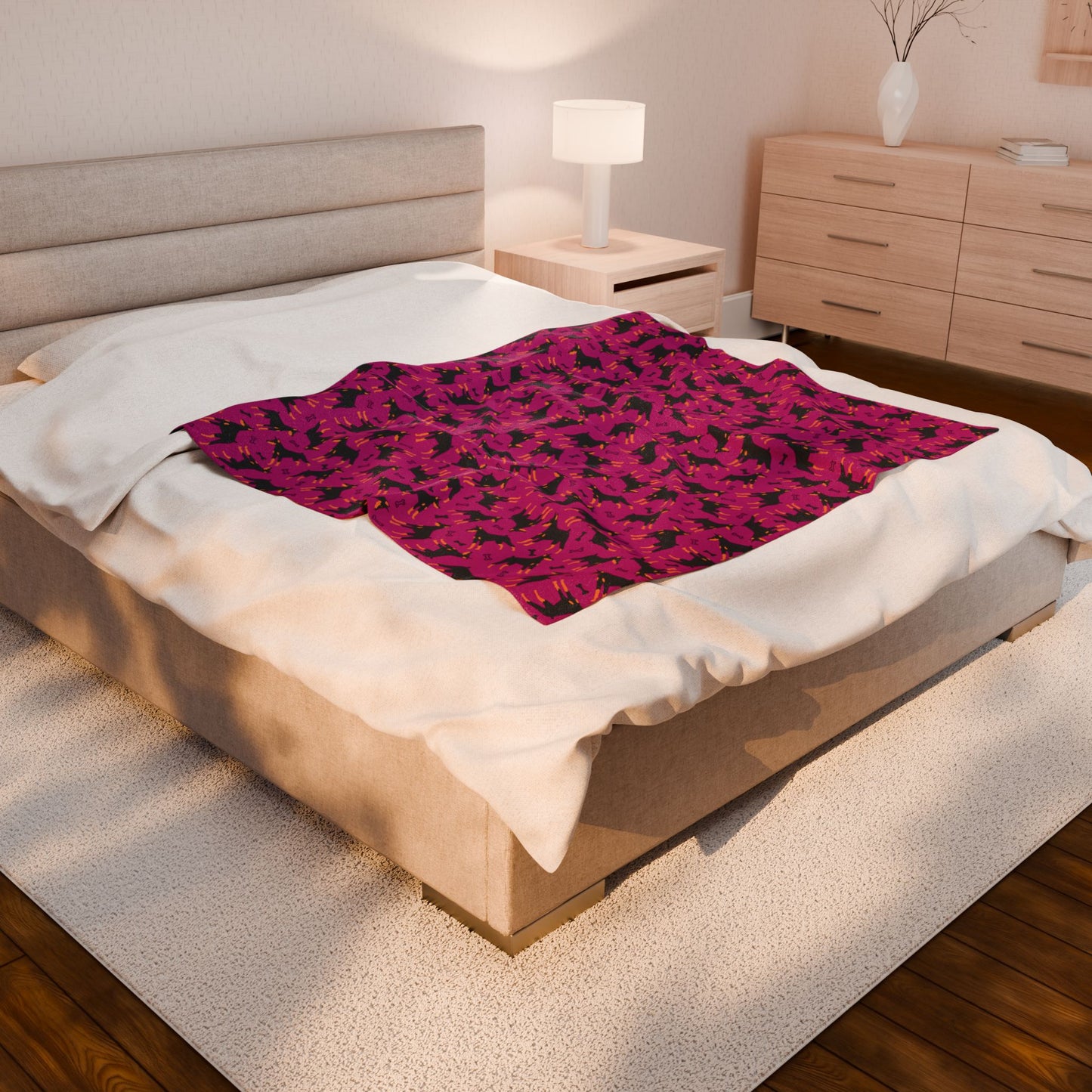 Pink AOP Velveteen Plush Blanket