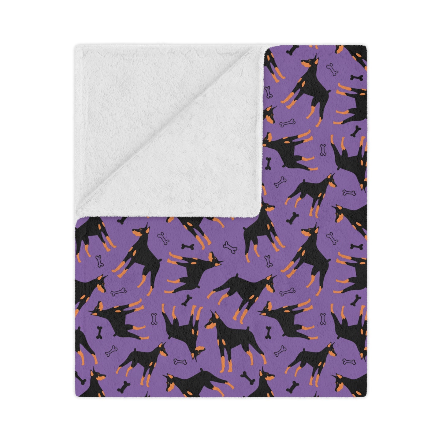 Purple AOP Dobie 1 Minky Blanket, Soft Throw Blanket, Warm Plush Blanket
