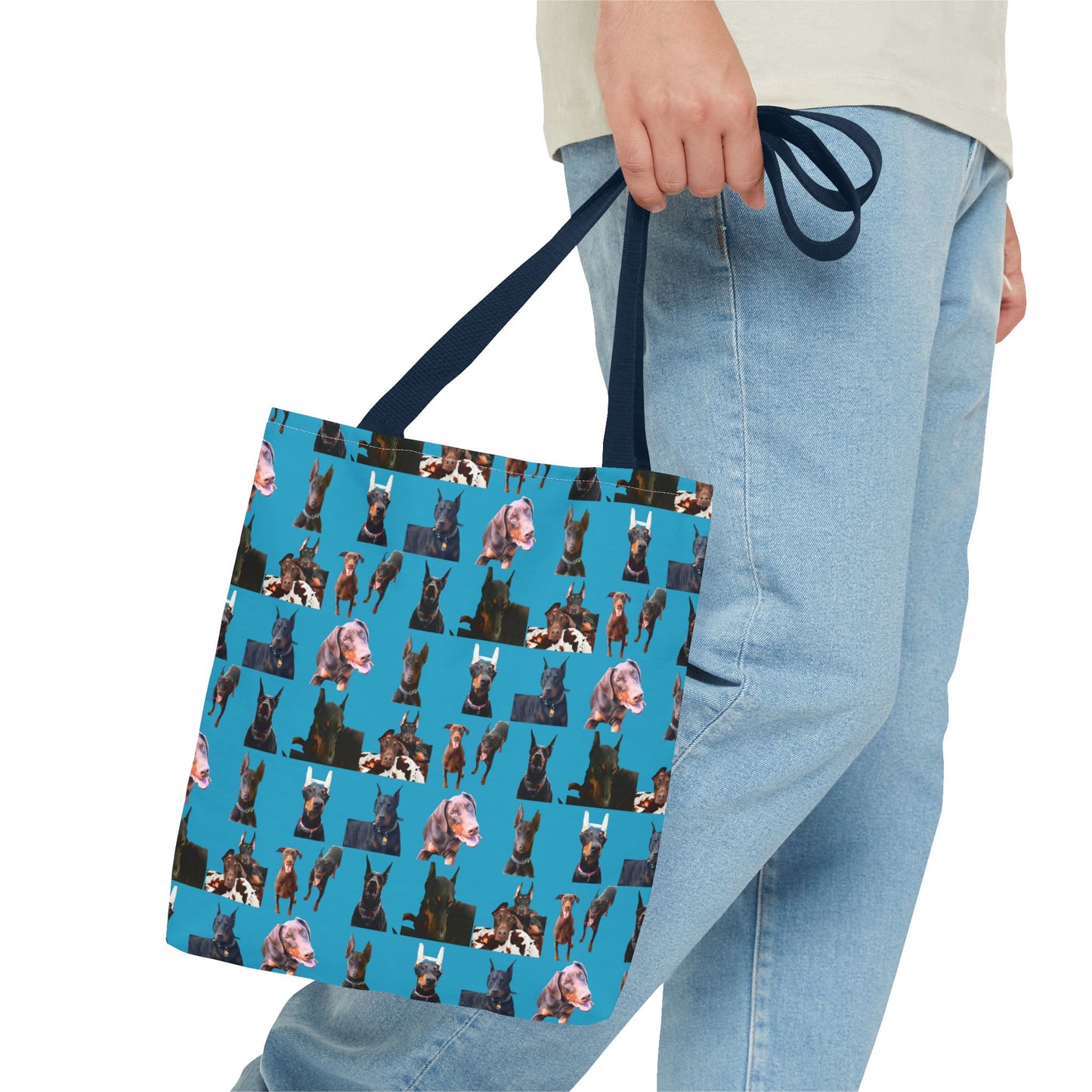 Edition 10 Doberman Model Pattern Turquoise Tote Bag