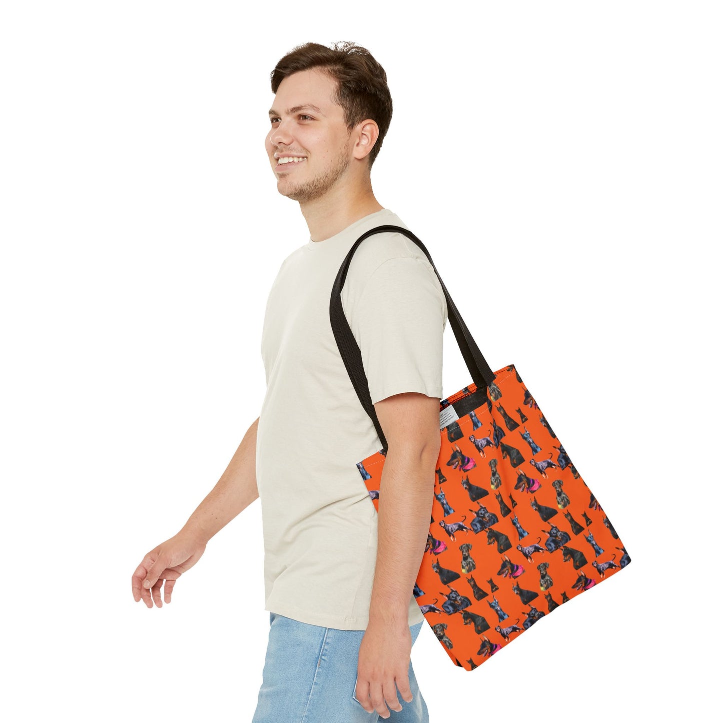 Edition 7 Doberman Model Pattern Orange Tote Bag