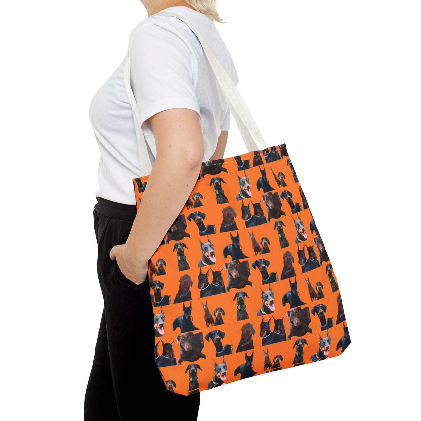 Edition 5 Doberman Model Pattern Orange Tote Bag