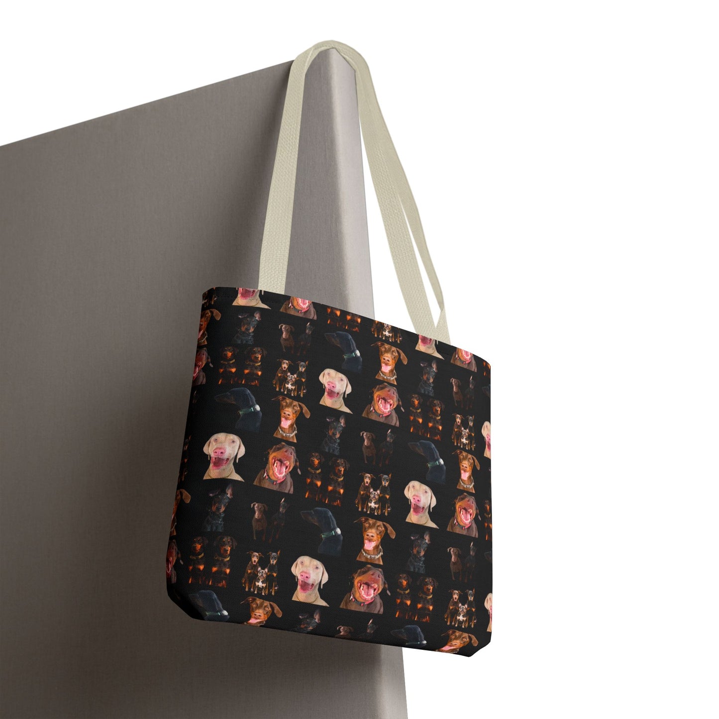 Edition 9 Doberman Model Pattern Black Tote Bag
