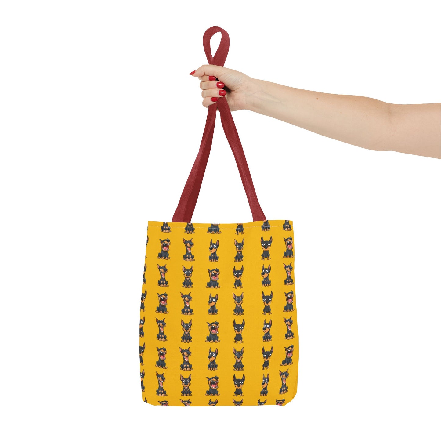 Doberman Cartoon Pattern Yellow Tote Bag