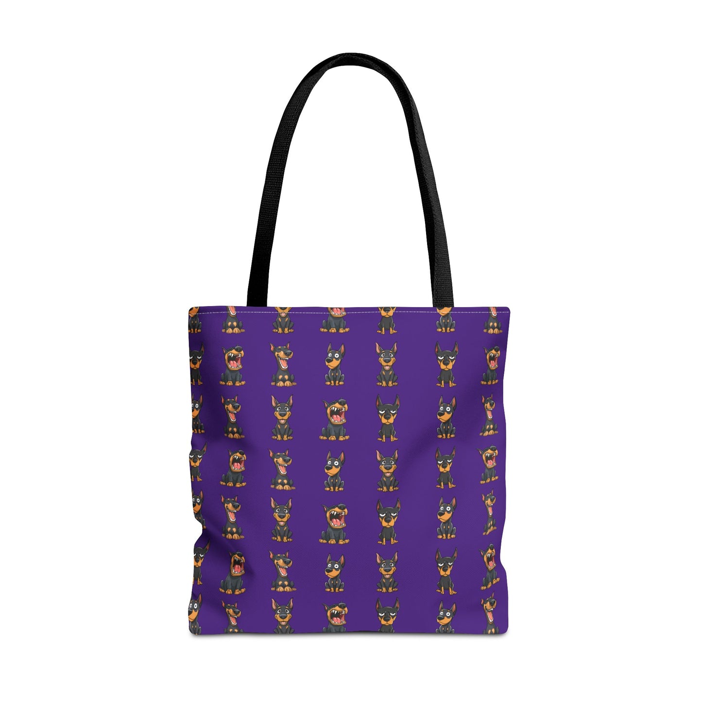Doberman Cartoon Pattern Purple Tote Bag