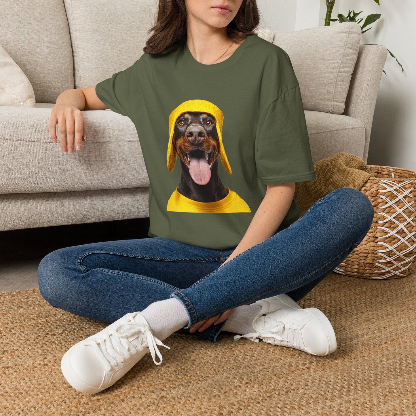 Doberman 3 Portrait T‑Shirt
